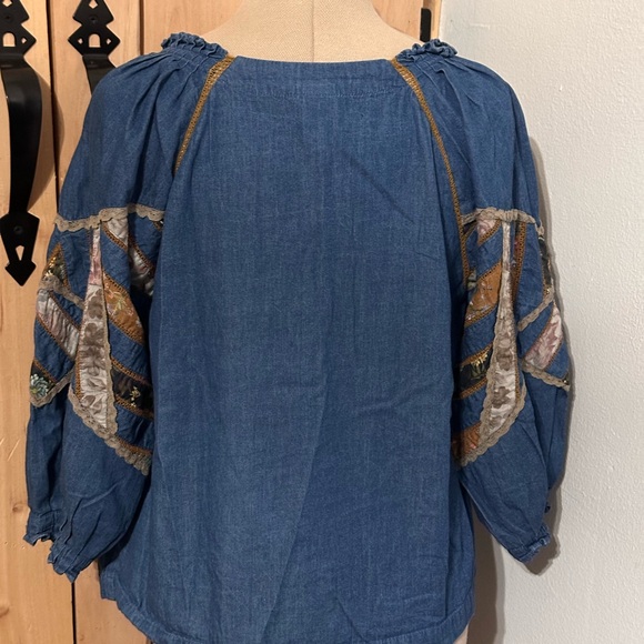GUC Anthropologie Ulla Patchwork Denim Blouse US6 Medium by Seen Worn Kept - Picture 5 of 9